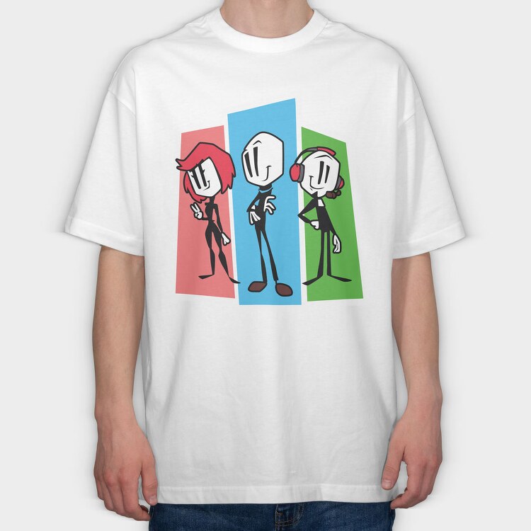 Stick Figure Trio, Tricou Oversize Barbati (Unisex)