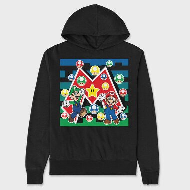 Mario Mushroom Star, Hanorac Oversize Barbati (Unisex)