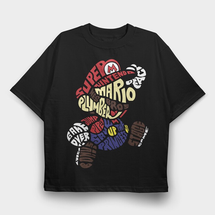 Super Mario Bros Nes, Tricou Oversize Barbati (Unisex)