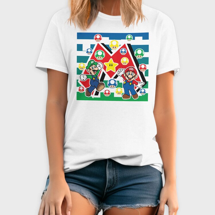 Mario Mushroom Star, Tricou Barbati (Unisex)