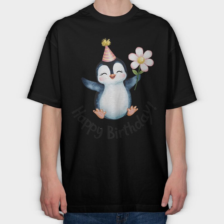 Penguin Party Flower, Tricou Oversize Barbati (Unisex)