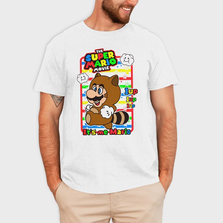 Mario Raccoon 1up, Tricou Barbati (Unisex)