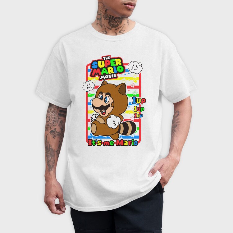 Mario Raccoon 1up, Tricou Barbati (Unisex)