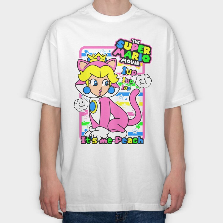 Princess Peach 1up Movie, Tricou Oversize Barbati (Unisex)
