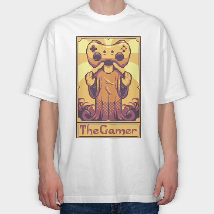 Pixelart Tarot Card the Gamer, Tricou Oversize Barbati (Unisex)