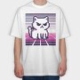 Pixel White Cat, Tricou Oversize Barbati (Unisex)