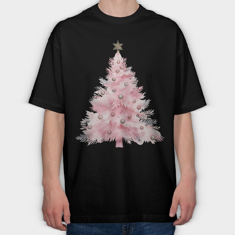 Pink Christmas Snow Princess, Tricou Oversize Barbati (Unisex)
