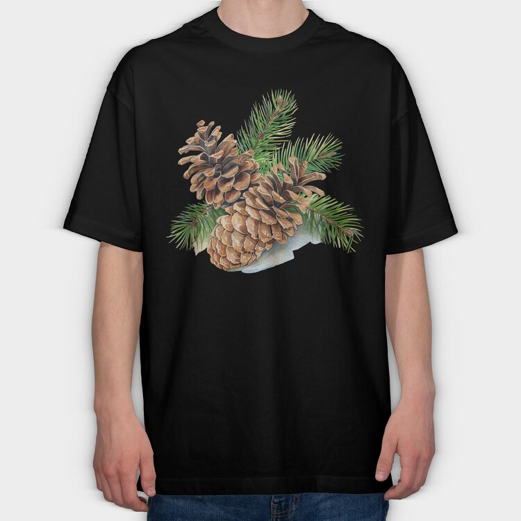 Pine Cones Branches, Tricou Oversize Barbati (Unisex)