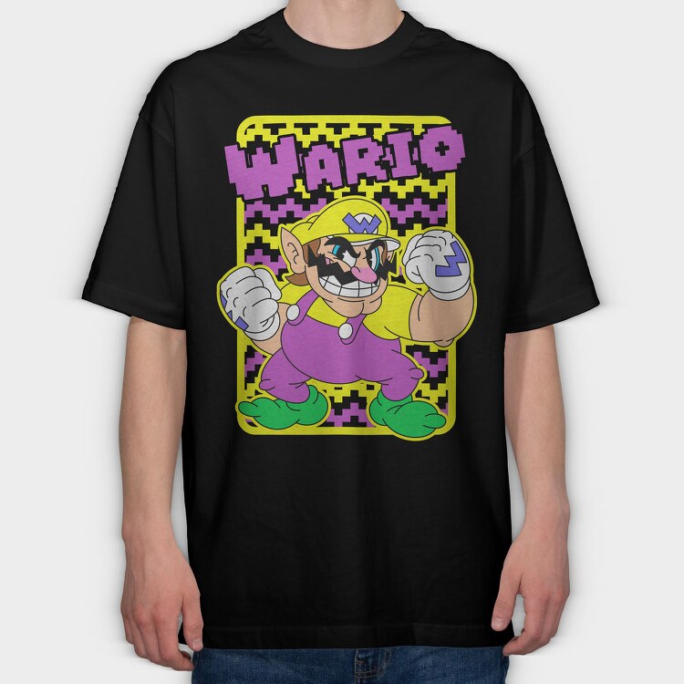 Wario Power Punch, Tricou Oversize Barbati (Unisex)