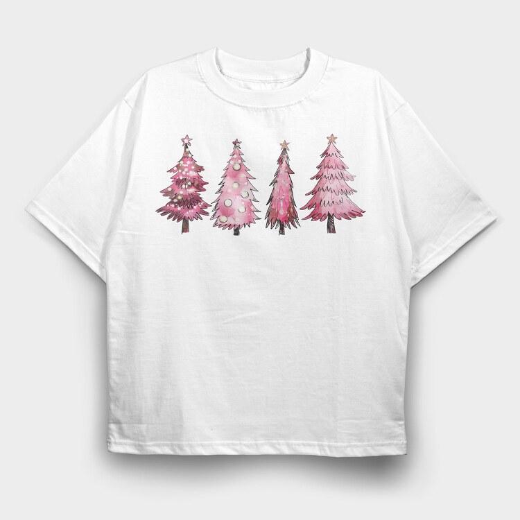 Pink Pine Stars, Tricou Oversize Barbati (Unisex)