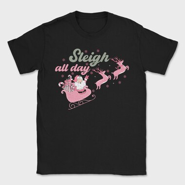 Pink Retro Christmas Sleigh, Tricou Barbati (Unisex)