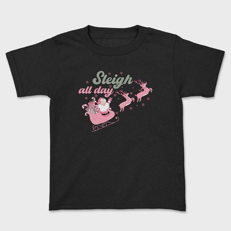Pink Retro Christmas Sleigh, Tricou Copii