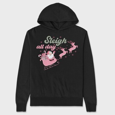Pink Retro Christmas Sleigh, Hanorac Oversize Barbati (Unisex)