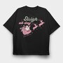 Pink Retro Christmas Sleigh, Tricou Oversize Barbati (Unisex)