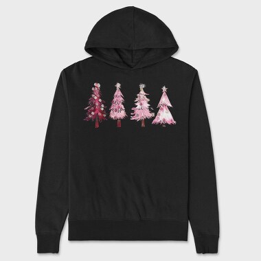 Pink Tree Festivity Glow, Hanorac Oversize Barbati (Unisex)