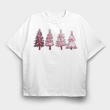 Pink Tree Festivity Glow, Tricou Oversize Barbati (Unisex)