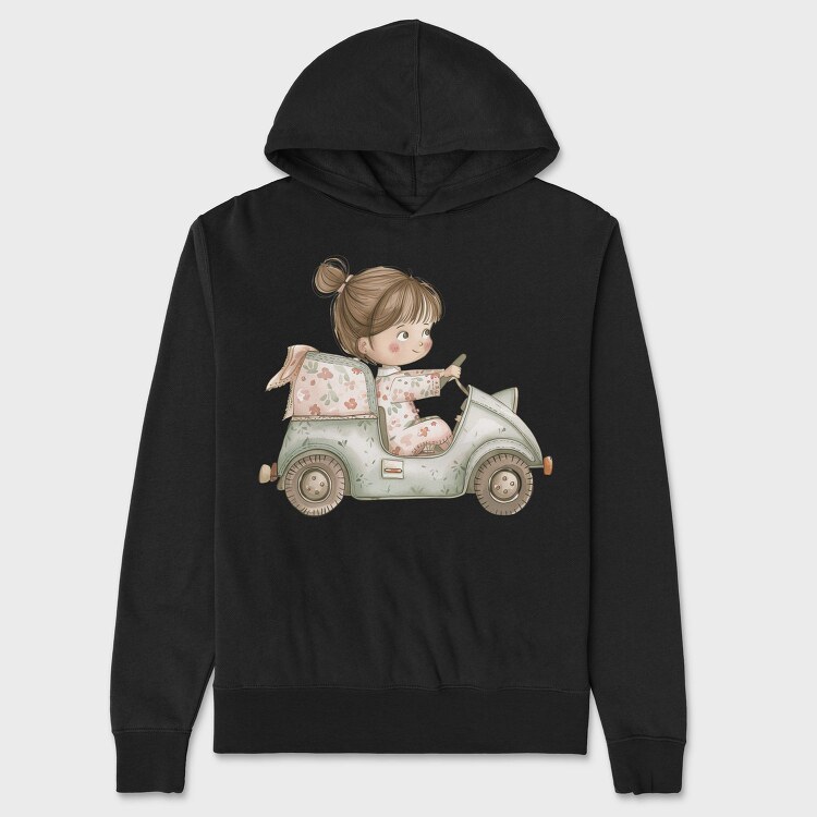 Pink Vintage Car, Hanorac Oversize Barbati (Unisex)