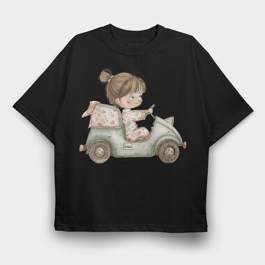 Pink Vintage Car, Tricou Oversize Barbati (Unisex)