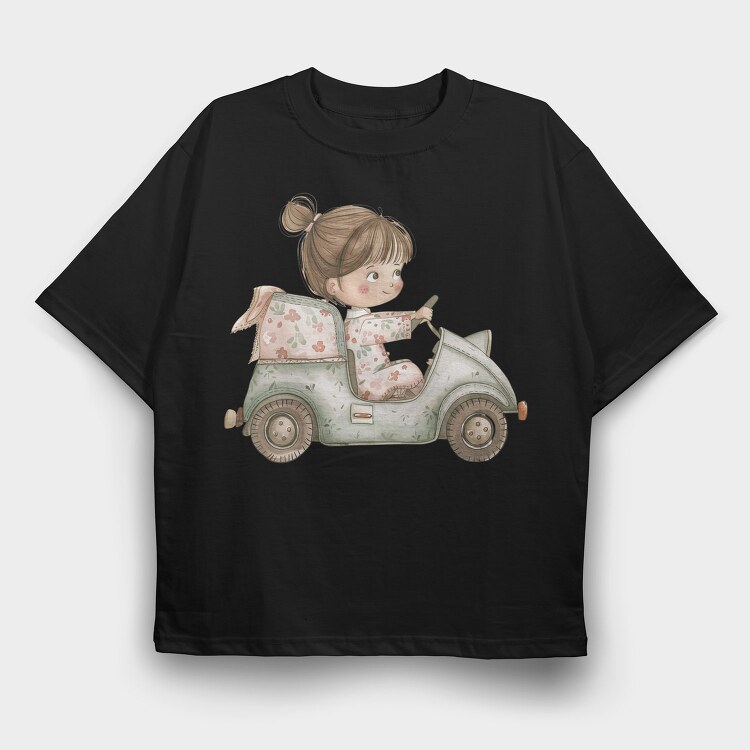 Pink Vintage Car, Tricou Oversize Barbati (Unisex)