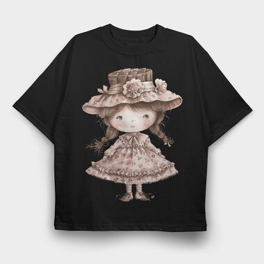 Pink Vintage Girl, Tricou Oversize Barbati (Unisex)