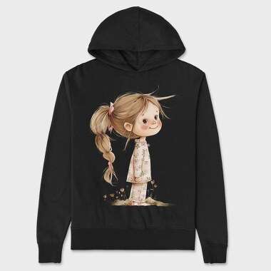 Pink Whimsy Garden Girl, Hanorac Oversize Barbati (Unisex)