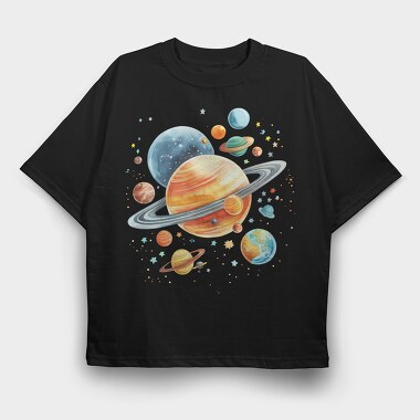 Planets Solar System, Tricou Oversize Barbati (Unisex)