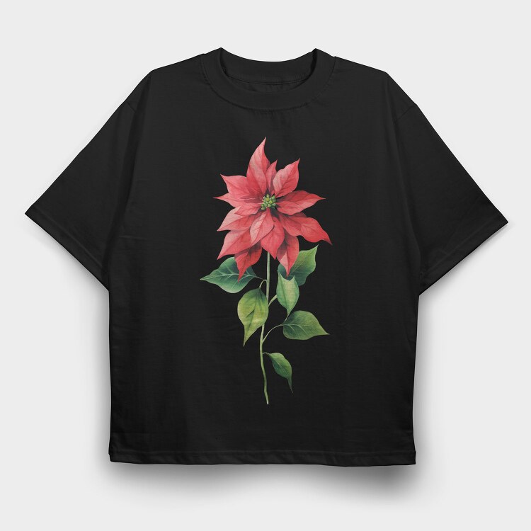 Poinsettia Flower 12, Tricou Oversize Barbati (Unisex)