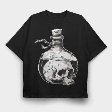 Poison Bottle Skull, Tricou Oversize Barbati (Unisex)
