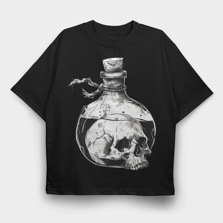 Poison Bottle Skull, Tricou Oversize Barbati (Unisex)