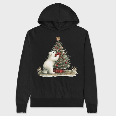 Polar Bear Christmas Tree, Hanorac Oversize Barbati (Unisex)