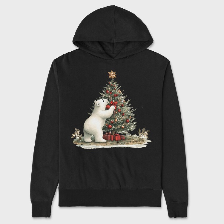Polar Bear Christmas Tree, Hanorac Oversize Barbati (Unisex)