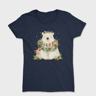 Polar Bear Holiday Wreath, Tricou Femei