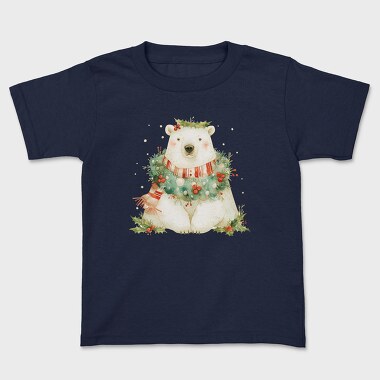 Polar Bear Holiday Wreath, Tricou Copii