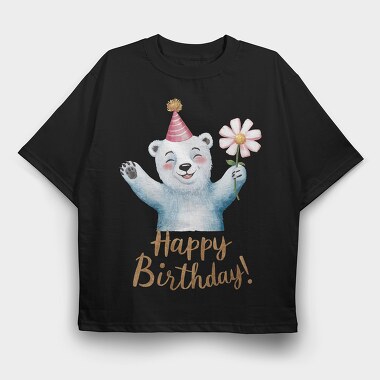 Polar Bear Party Flower, Tricou Oversize Barbati (Unisex)