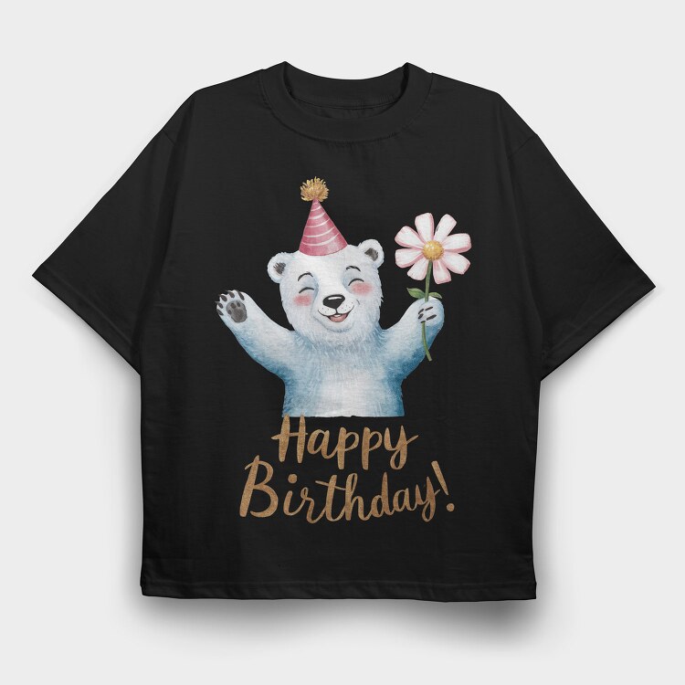 Polar Bear Party Flower, Tricou Oversize Barbati (Unisex)