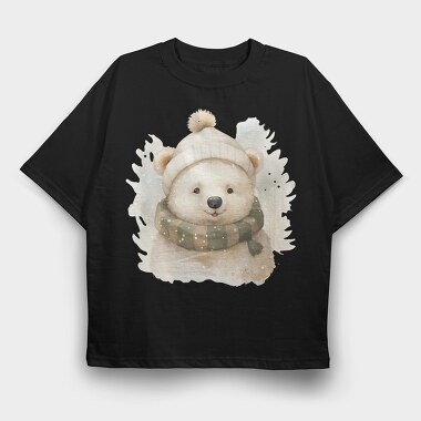 Polar Bear Winter Hat, Tricou Oversize Barbati (Unisex)