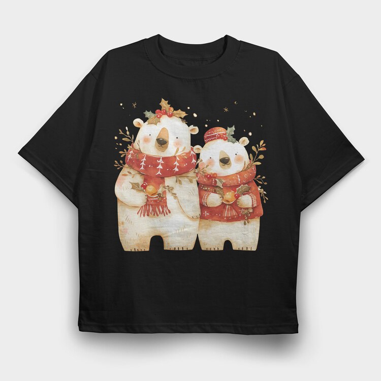 Polar Bears Christmas, Tricou Oversize Barbati (Unisex)