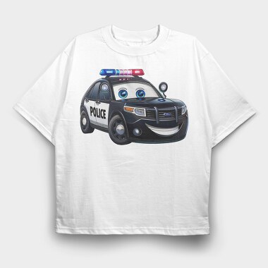 Police Car Clipart, Tricou Oversize Barbati (Unisex)