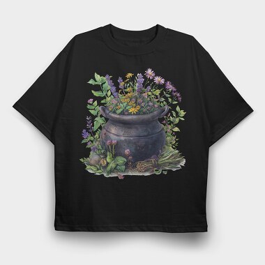 Pot Of Flowers, Tricou Oversize Barbati (Unisex)