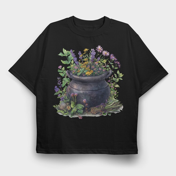 Pot Of Flowers, Tricou Oversize Barbati (Unisex)