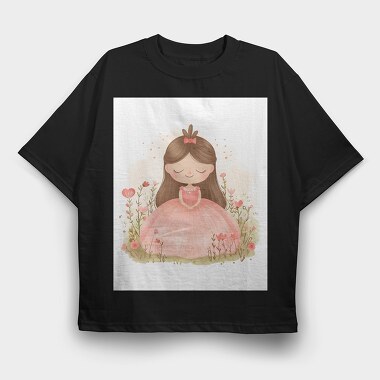 Princess In Flowers, Tricou Oversize Barbati (Unisex)