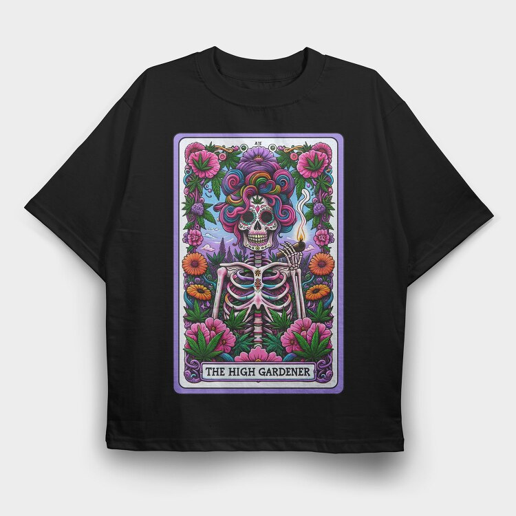 Psychedelic Skeleton Flower, Tricou Oversize Barbati (Unisex)