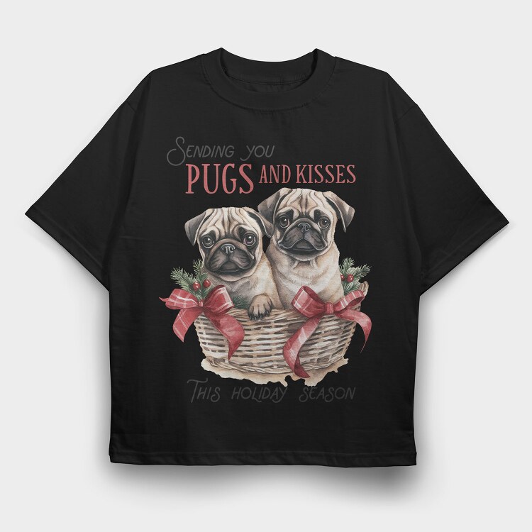 Pugs And Kisses, Tricou Oversize Barbati (Unisex)