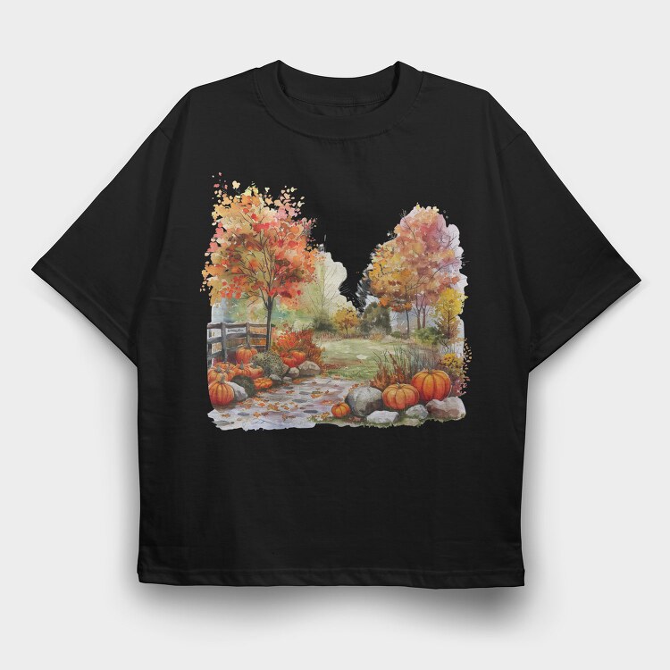 Pumpkin Patch Garden, Tricou Oversize Barbati (Unisex)