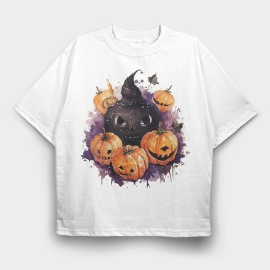 Pumpkin Skull Sublimation, Tricou Oversize Barbati (Unisex)