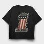 Harley Davidson Flames Stars Flag, Tricou Oversize Barbati (Unisex)