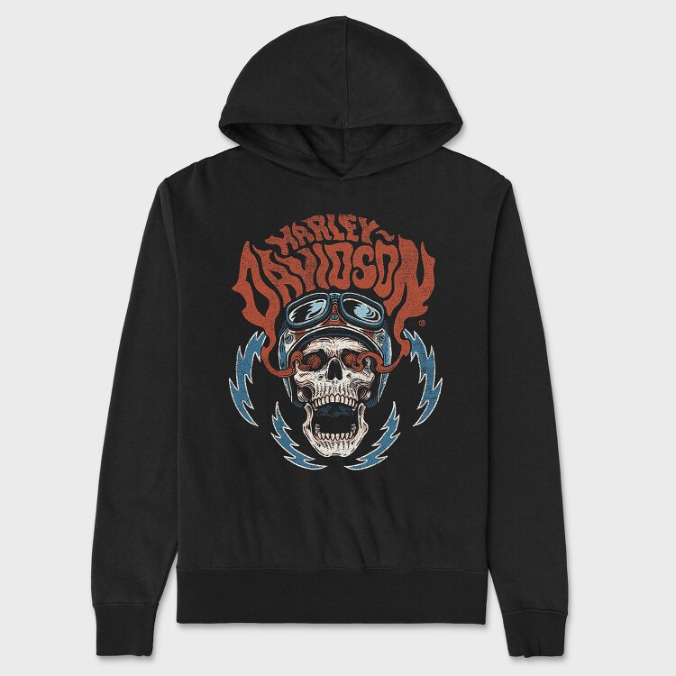 Harley Davidson Skull Biker, Hanorac Oversize Barbati (Unisex)