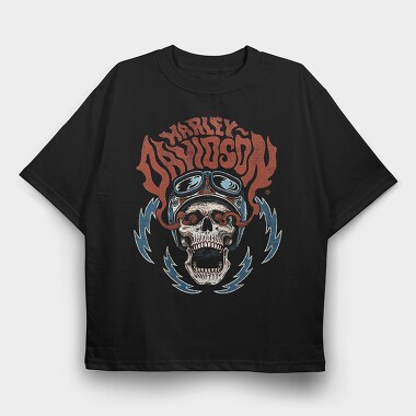 Harley Davidson Skull Biker, Tricou Oversize Barbati (Unisex)