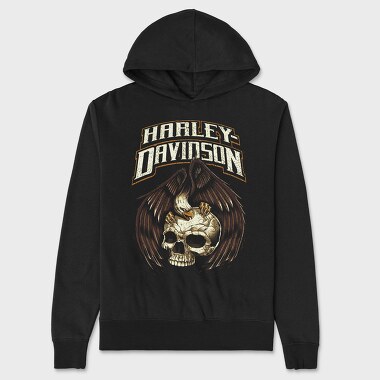 Harley Davidson Skull Eagle, Hanorac Oversize Barbati (Unisex)