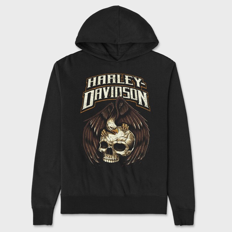Harley Davidson Skull Eagle, Hanorac Oversize Barbati (Unisex)